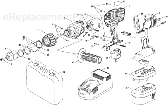 Page A Diagram and Parts List for 966  Porter Cable Cordless Drill
